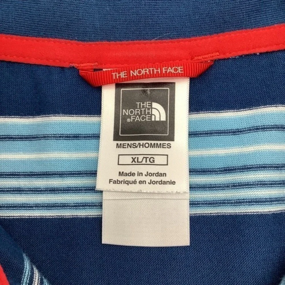 The North Face Mens Short Sleeve Polo Shirt Blue Striped Size‎ XL
